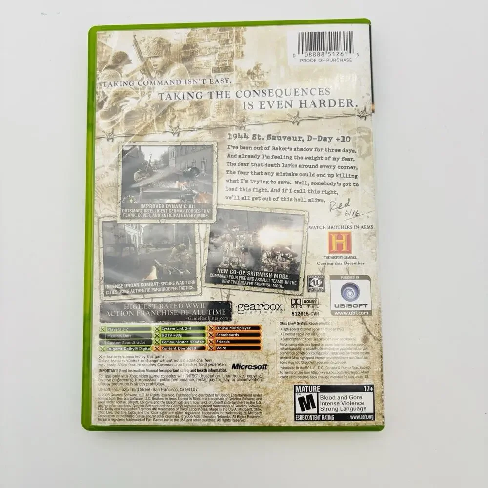 Brothers in Arms: Earned in Blood (Original Xbox) CIB COMPLETE & TESTED VG Cond